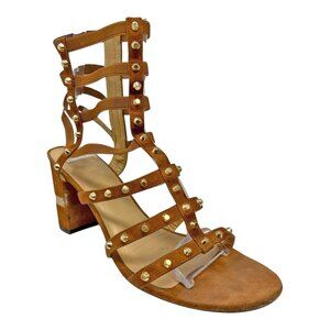 STUART‎ WEITZMAN Cleo Rivet Camel Suede Gladiator Sandals